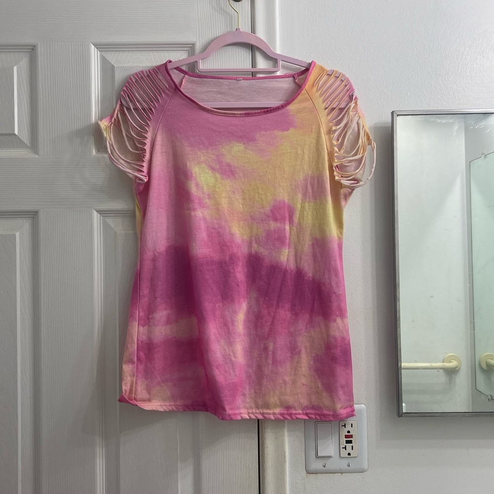 Bright & Bold Tie-Dye Ribbed Shoulder Shirt